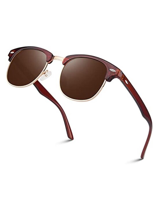 Unisex Polarized Semi Rimless Sunglasses Classic Retro Shades Half main image 6